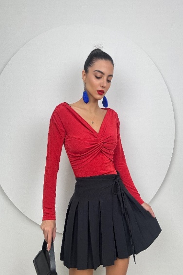 Women Red Body Crop Top