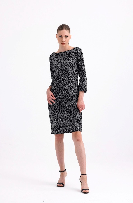 Woven Midi Crew Neck leopard Dress