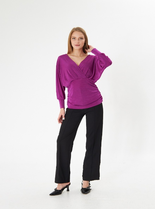 Women Purple Woven Long Sleeve Top