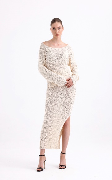 Crew Neck Top With Side Split Skirt