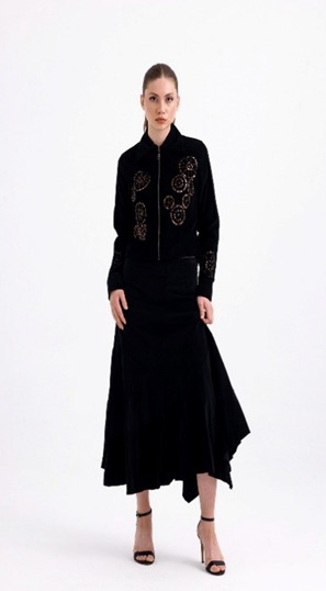 Skirt and Jacket Velvet Luxury Set  Colour Dark BrownColour  Dark Brown