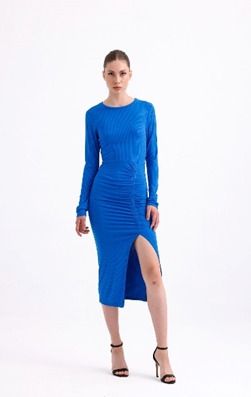 Blue Round Neck Dress
